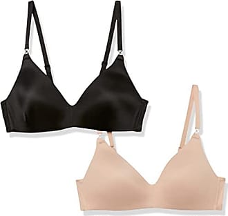 Warner's Womens Blissful Benefits Wireless Lightly Lined T-Shirt Bra 2-Pack 04001w, Toasted Almond/Black, 36C