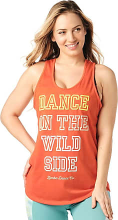 Zumba Womens Graphic Design Loose Breathable Workout Tank Top Large Orange You Hot 