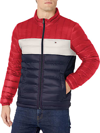 tommy hilfiger red white and blue puffer jacket
