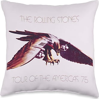 The Rolling Stones Official Classic Repeat Tongue White Throw Pillow 16x16 Multicolor