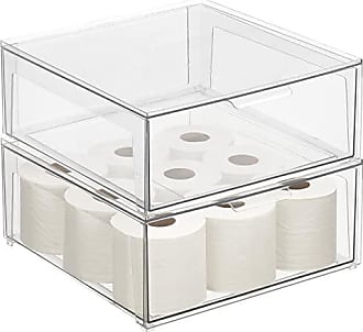 mDesign Plastic Stackable Bathroom Storage Organizer Bin Containers with Front Pull Drawer for Bathroom Countertop, Vanity, C