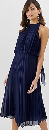 halter pleated midi dress