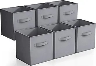 SONGMICS Storage Cubes, 11-Inch Non-Woven Fabric Bins with Double Handles,  Set of 6, Closet Organizers for Shelves, Foldable, for Clothes, Light Grey  Black Blue