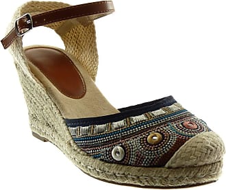 Angkorly with Straw Flat Heel 2.5 cm Flat Simple Basic Womens Fashion Shoes Espadrilles Strass Glitter Bohemian Folk//Ethnic