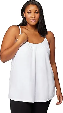 Women's Tank Top with Built in Padded Bra Cotton Shirred Flowly