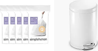 simplehuman Code Q Custom Fit Drawstring Trash Bags in Dispenser Packs, 100 Count, 50-65 Liter / 13-17 Gallon, White