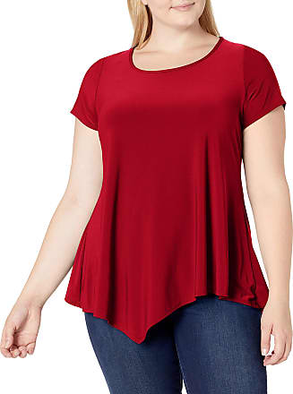 Star Vixen Women's Short Sleeve Button Front Flowy Top with Pleated Detail 