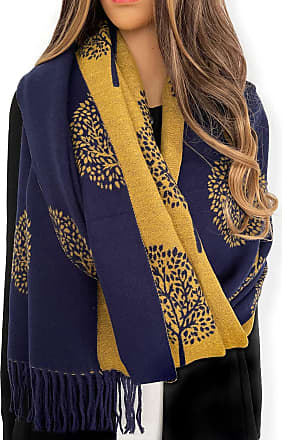 Oussum Women Pashmina Cashmere Solid Scarf Shawl Wrap Womens Scarves - Large - L - Navy Blue