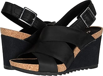 clarks black wedge sandals