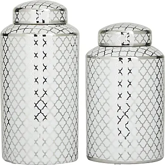 Novogratz Gray Glass Decorative Jars with Wood Lids (Set of 3)