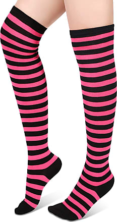 Ladies Over The Knee Red And Black Stripy Stripey Socks Sox Striped Thigh Witch 