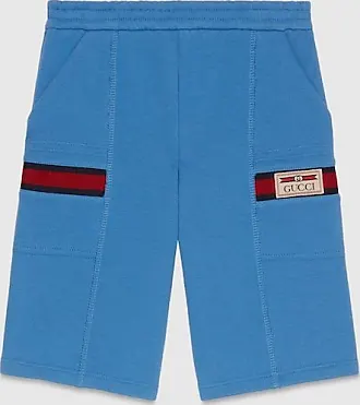 Gucci Kids Web-Stripe logo-patch cotton shorts - Blue