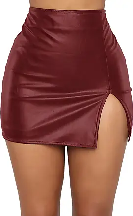 MakeMeChic Women's Neon Zip Back Leather Y2K Skirt PU Bodycon Short Mini  Skirt : : Clothing, Shoes & Accessories