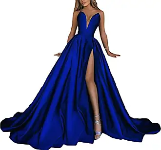 ORANDESIGNE Robe de Doiree Femme Longue Chic et Glamour Élégant Été Robe  Cocktail Mariage Cérémonie Fete Robe Mariage d'honneur Long Dress 01 Bleu  XS : : Mode