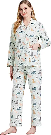 GLOBAL Women's Flannel Pajamas Set 100% Cotton Soft PJs For Women Long  Sleeve Christmas Button Warm Loungewear-S at  Women's Clothing store