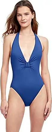 GOTTEX Women's Blue Round Neck Textured One Piece Swimsuit #18ES