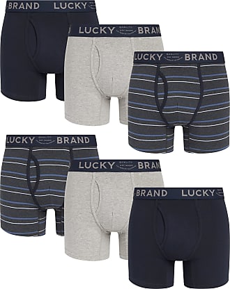 6 Pack Lucky Brand Men's Cotton Boxer Briefs with Functional Fly 
