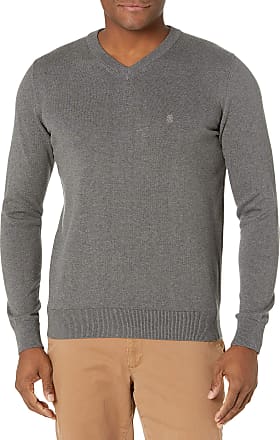 YUNY Mens Soft Slim Fit V-Neck Fall Winter Long Sleeve Cozy Sweater Light Grey XL 