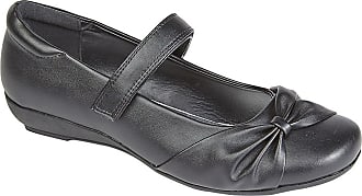 US Brass Girls School Formal Black Slip on Shoes UK Sizes 4-2 