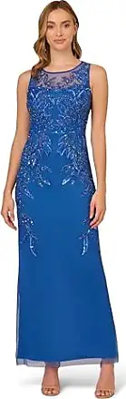 Adrianna Papell Womens Beaded Illusion Column Gown : : Clothing,  Shoes & Accessories