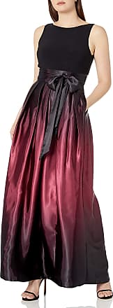 S.L. Fashions Womens Petite Long Satin Party Dress 3/4 Sleeve and Sleeveless has Pockets, Fig, 16P