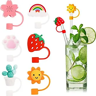 Silicone Straws Reusable Straw Covers Cap 3pcs Silicone Straw Tips Cover with Pineapple Design Drinking Straw Tips Caps Lids Plugs for Summer Beach
