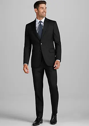 NWT 44R BLACK WITH GOLD PINSTRIPE SUIT ,SLIM FIT, FLAT FRONT PANTS, BOW TIE