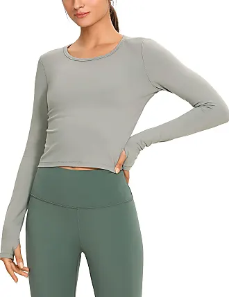 CRZ YOGA Butterluxe Long Sleeve Crop Tops for Women Slim Fit Workout Shirts  Cropped Athletic Gym Top