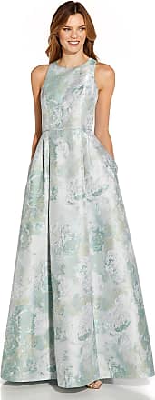 Adrianna Papell Womens Floral Jacquard Gown, Mint Multi, 14