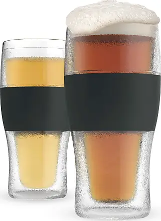 Host FREEZE Beer Glasses, Frozen Beer Mugs, Freezable Pint Glass Set,  Insulated Beer Glass, Double Walled Insulated Glasses, Tumbler for Iced  Coffee, 16oz, Set of 4, Black and Grey 