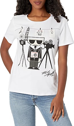 Karl Lagerfeld Paris Womens Short Sleeve Crew Neck Logo T Shirt