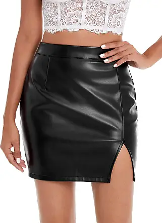 Women's Stretch Faux Leather Skirt High Waist Split Mini Bodycon Pencil  Skirt, Black, Small : : Clothing, Shoes & Accessories