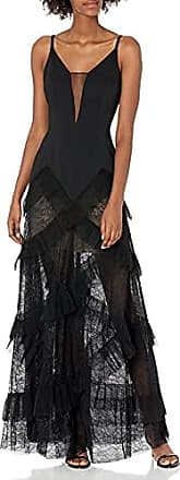 Bcbgmaxazria Womens Ruffle Tiered Evening Gown, Black, 6