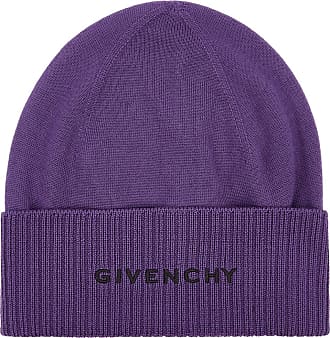 Givenchy Purple Logo-embroidered Wool Beanie for Men Mens Accessories Hats 