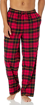 ANSEHO Men Plaid Cotton Pajamas Pants 2 Pack Plus Red Blue Soft Lounge PJ Bottoms 