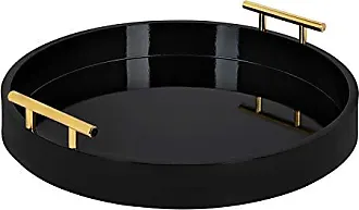  Kate and Laurel Myo Modern Round Metal Tray, 15 Inch Diameter,  Black, Decorative Circular Tray for Storage and Display : Home & Kitchen