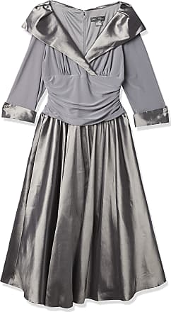 Jessica Howard Womens 3/4 Sleeve Rhinestone Cuff Portrait Collar Dress, Silver, 8