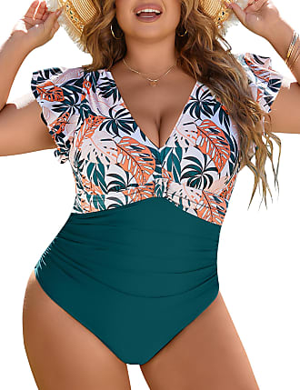 Blooming Jelly Women's Plus Size One Piece Swimsuit Tummy Control Bathing  Suits Retro Ruffle Swimwear(Black,Large) at  Women's Clothing store