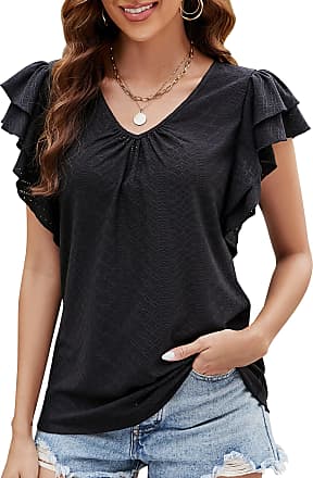 Blooming Jelly Womens White Blouse V Neck Ruffle Sleeve Flowy Shirts Dressy  Casual Cute Summer Tops(X-Small, White) at  Women's Clothing store