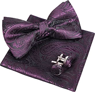 Alizeal Mens Solid Color Floral Tie Handkerchief and Cufflinks Set 