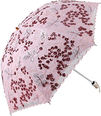 Honeystore Sun Protection Vintage Lace Parasol Decorative Umbrellas for Wedding BM1820 Pink 