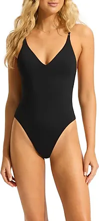 Seafolly Women's Standard Long Sleeve One Piece Surfsuit with Zip Front  Swimsuit, Birds of Paradise Black at  Women's Clothing store