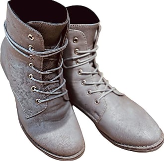 Eur 38 Gray Ankle Boots WOLKY  Leather Lace up Combat Ankle Boots Chukka Boots Gray Military Boots Round Toe  Size W Us 7 UK 5