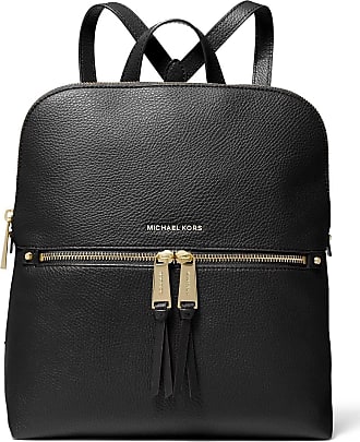 Michael Kors Black and White Rhea Zip Medium Backpack at FORZIERI