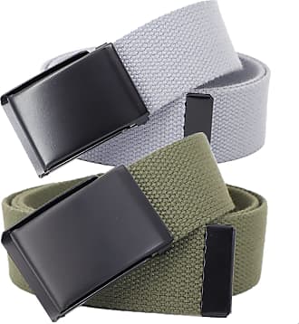 Mens Belt/Green and Black Canvas Belt/D-Ring Belt/Webbing Belt/Striped Belt in Army Green and Black for boys teens men women Big & Tall and Plus Size 