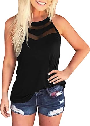 FABIURT Summer Tops for Women Womens Fashion Lace Trim V Neck Tank Top Casual Loose Tee Shirts Solid Tunic Vest Blouses 