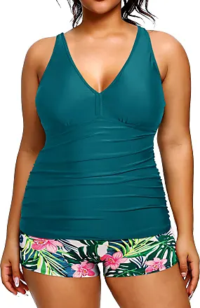 Yonique Womens Tankini Swimsuits Athletic Two Piece Tummy Control