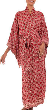 Gorgeous In Claret NOVICA Red Batik Rayon Robe