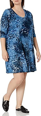 $118 Karen Kane Blue/Black Plus Size Confetti Geo Print Stretch Jersey Dress