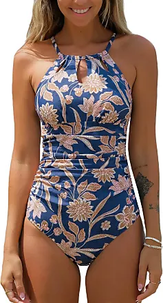 CUPSHE Women's Pink Blue Floral Cutout One Piece Swimsuit Teal S at   Women's Clothing store